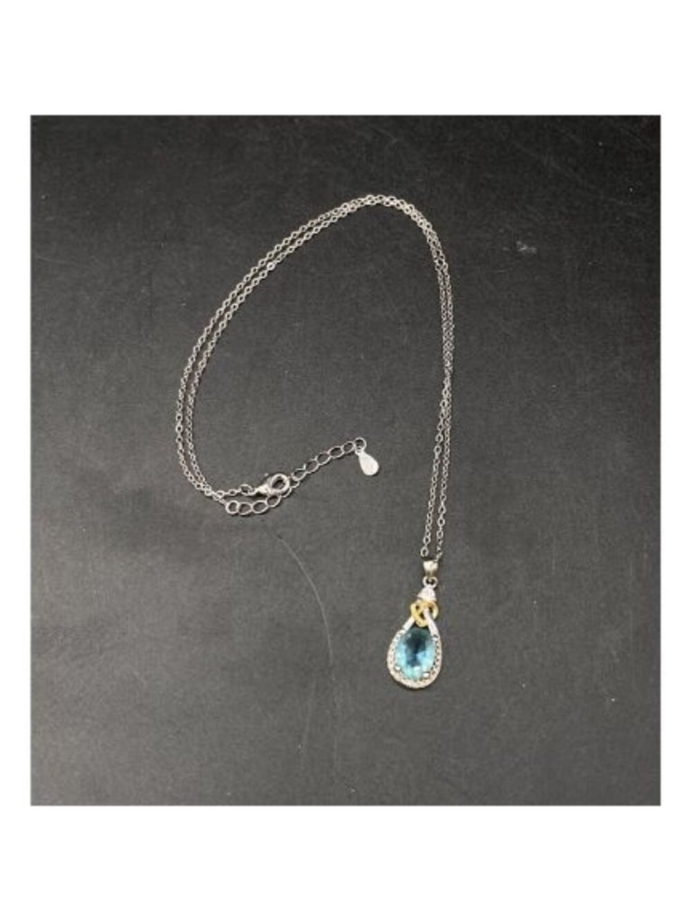 925 Sterling Silver Blue TOPAZ Necklace Pendant